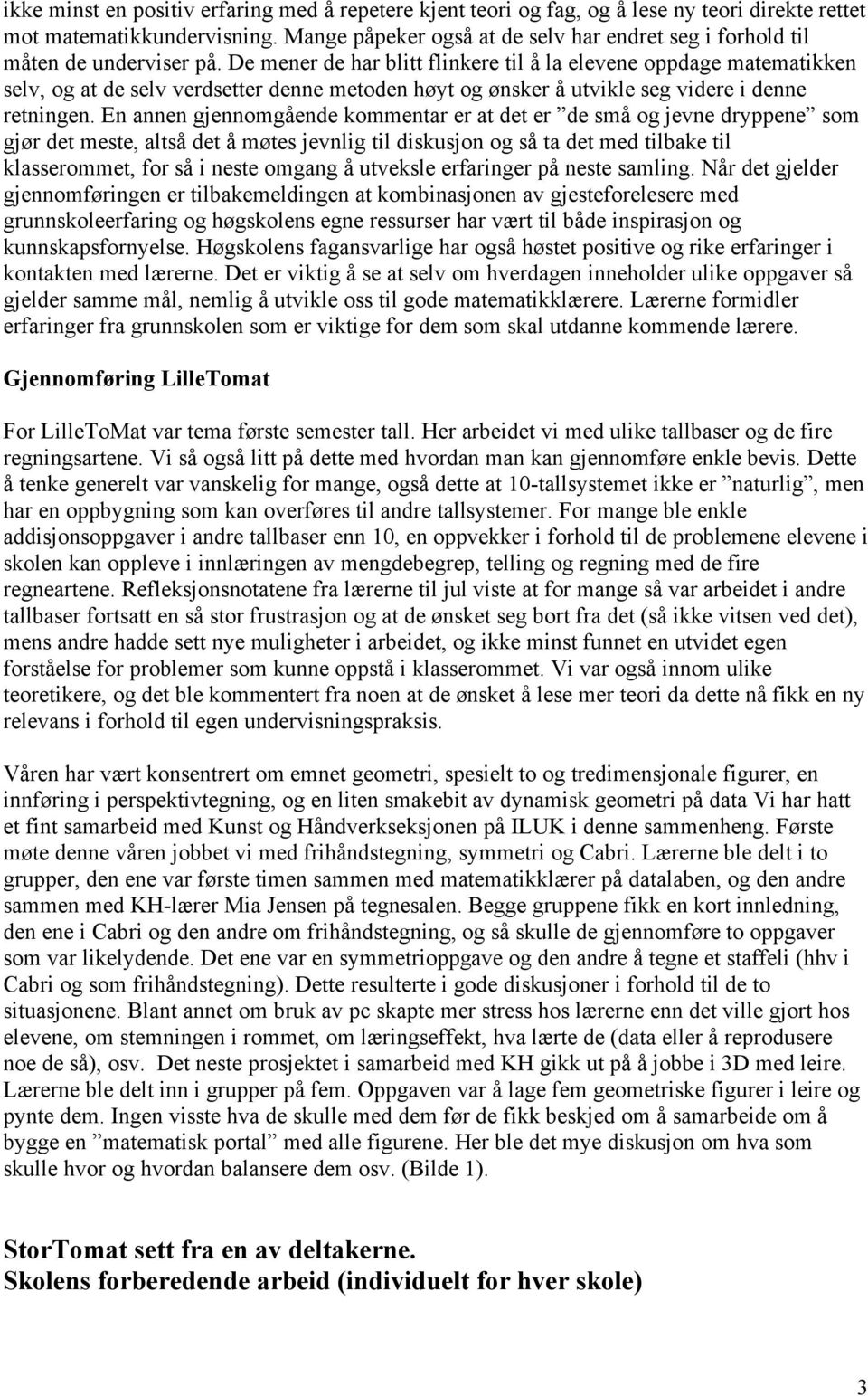 De mener de har blitt flinkere til å la elevene oppdage matematikken selv, og at de selv verdsetter denne metoden høyt og ønsker å utvikle seg videre i denne retningen.