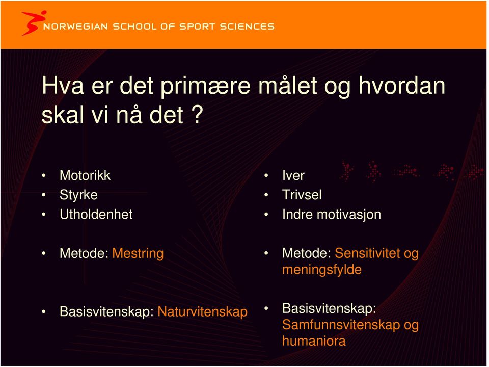 Metode: Mestring Metode: Sensitivitet og meningsfylde