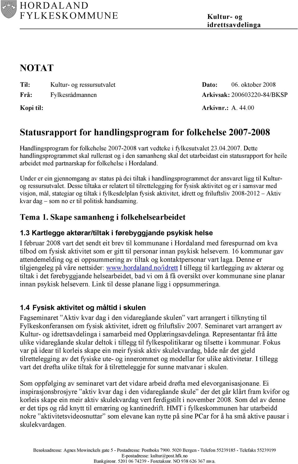 2008 Handlingsprogram for folkehelse 2007-