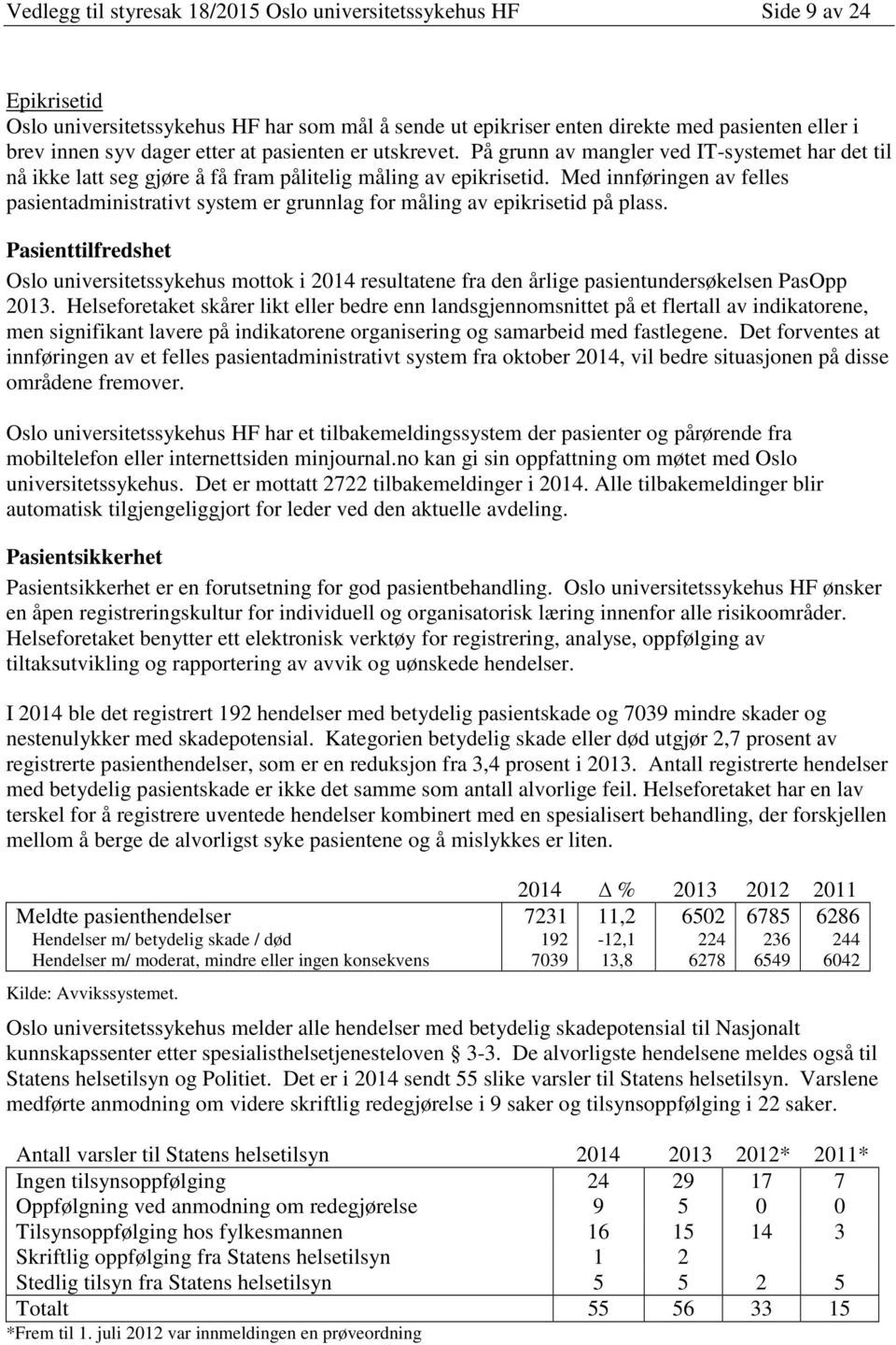 Med innføringen av felles pasientadministrativt system er grunnlag for måling av epikrisetid på plass.