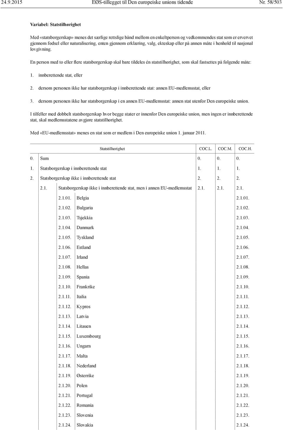 erklæring, valg, ekteskap eller på annen måte i henhold til nasjonal lovgivning.