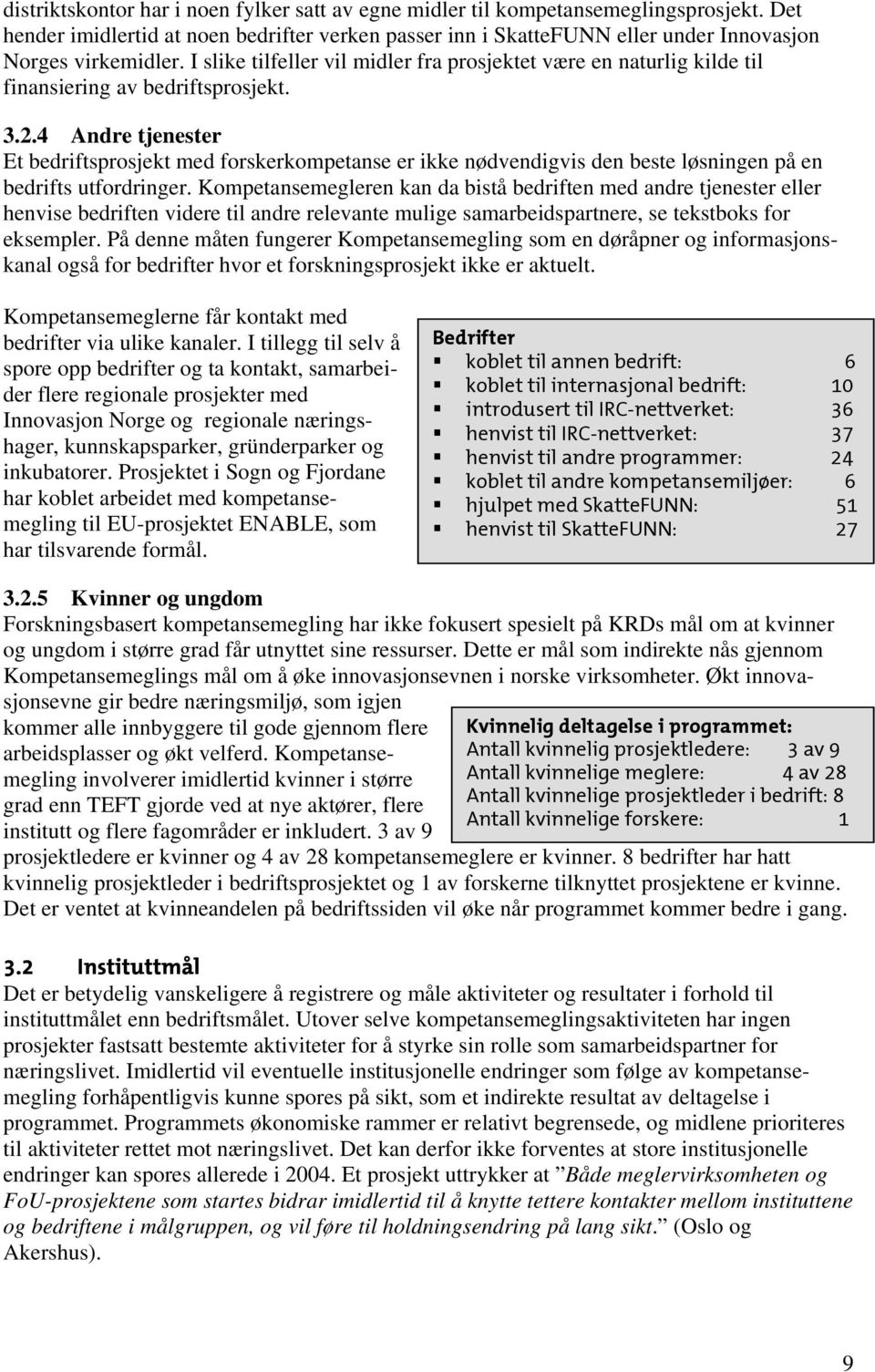 4 Andre tjenester Et bedriftsprosjekt med forskerkompetanse er ikke nødvendigvis den beste løsningen på en bedrifts utfordringer.