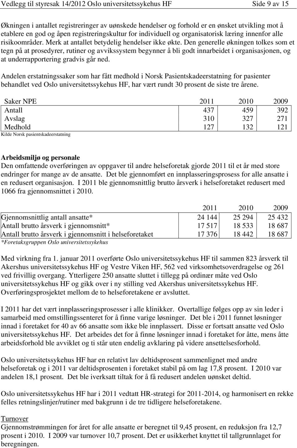 Den generelle økningen tolkes som et tegn på at prosedyrer, rutiner og avvikssystem begynner å bli godt innarbeidet i organisasjonen, og at underrapportering gradvis går ned.