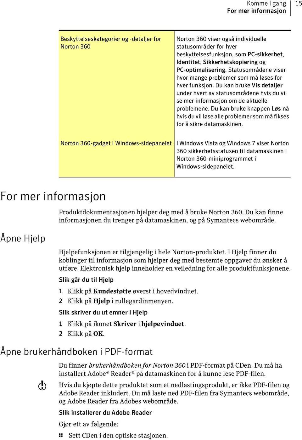 Du kan bruke Vis detaljer under hvert av statusområdene hvis du vil se mer informasjon om de aktuelle problemene.