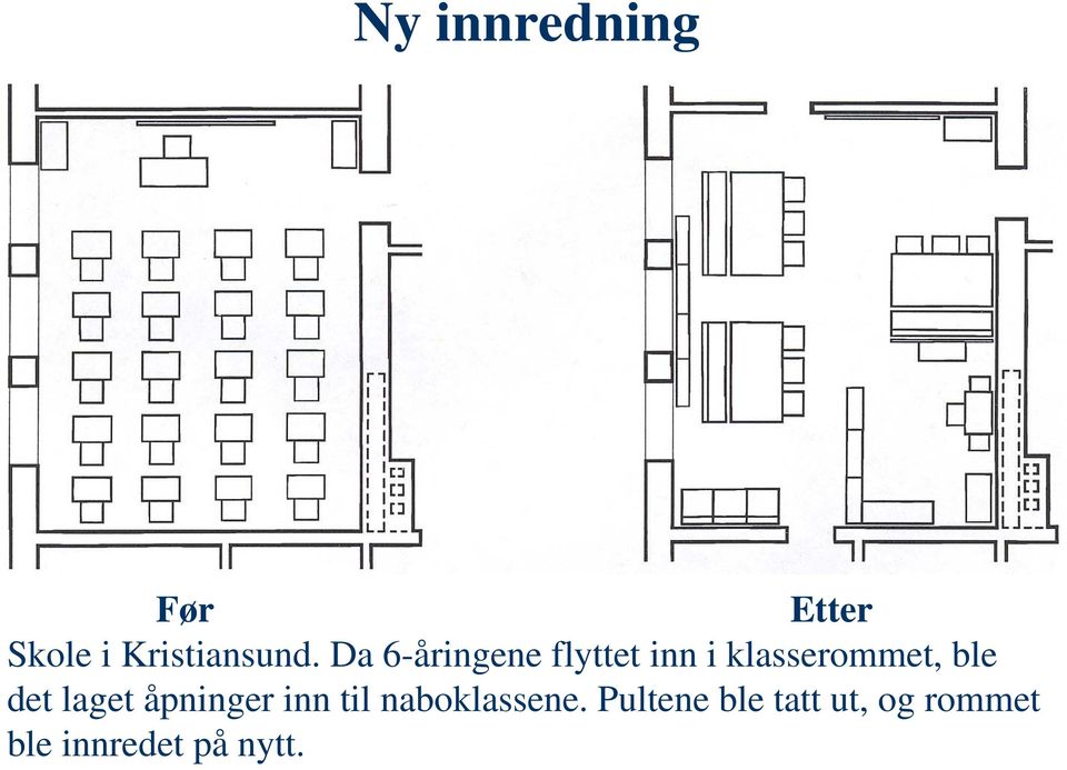 det laget åpninger inn til naboklassene.