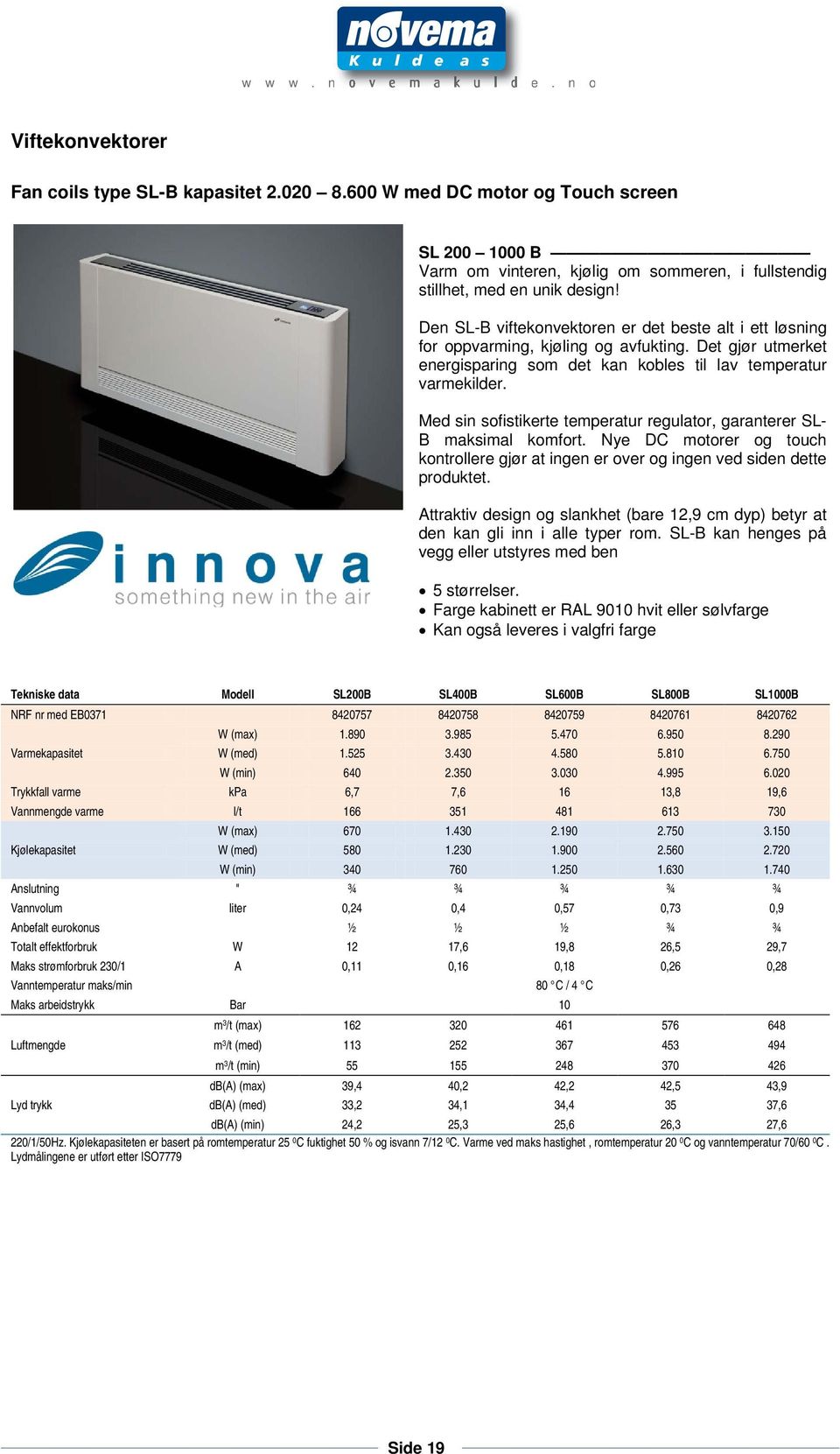 Med sin sofistikerte temperatur regulator, garanterer SL- B maksimal komfort. Nye DC motorer og touch kontrollere gjør at ingen er over og ingen ved siden dette produktet.