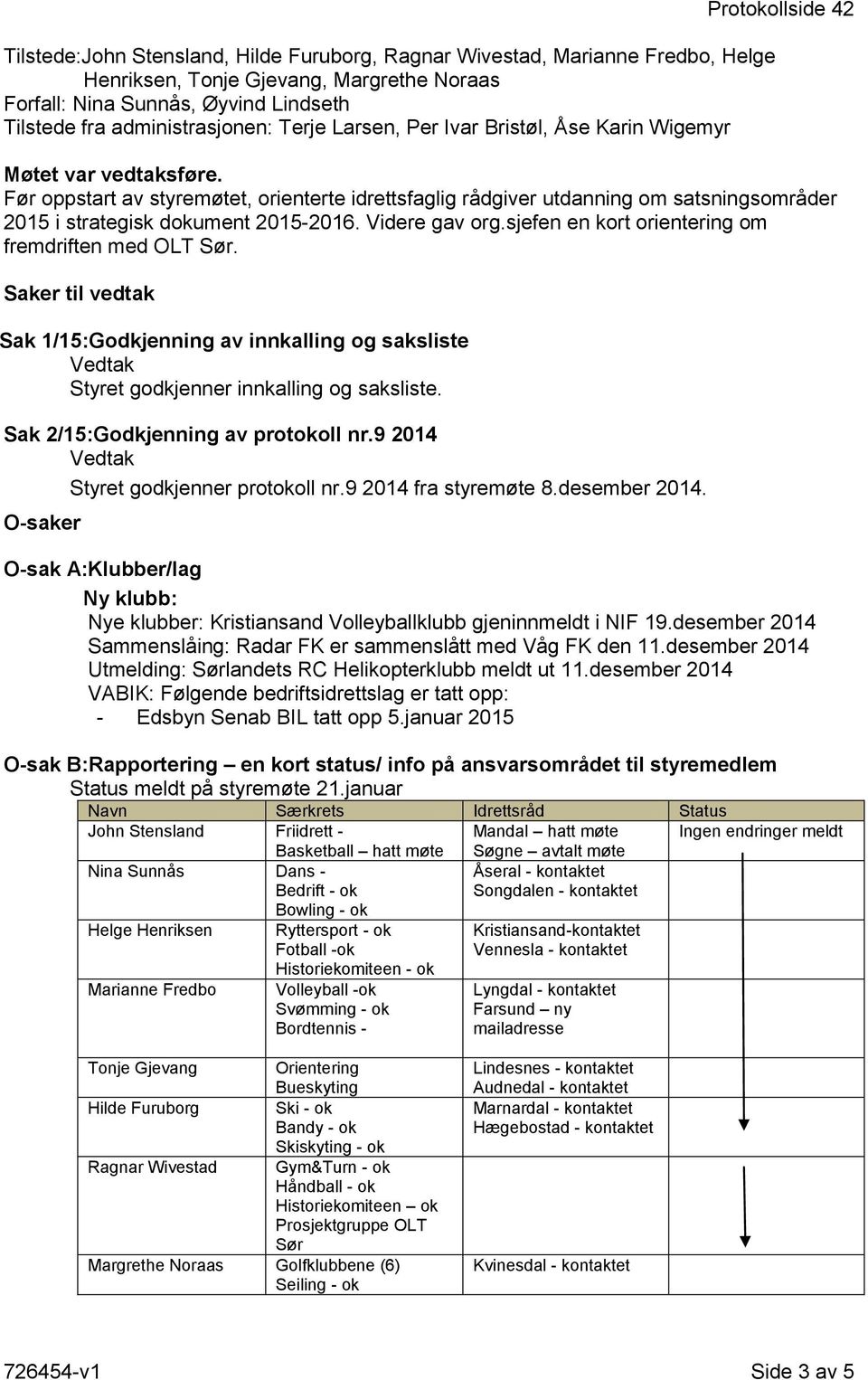 Før oppstart av styremøtet, orienterte idrettsfaglig rådgiver utdanning om satsningsområder 2015 i strategisk dokument 2015-2016. Videre gav org.sjefen en kort orientering om fremdriften med OLT Sør.