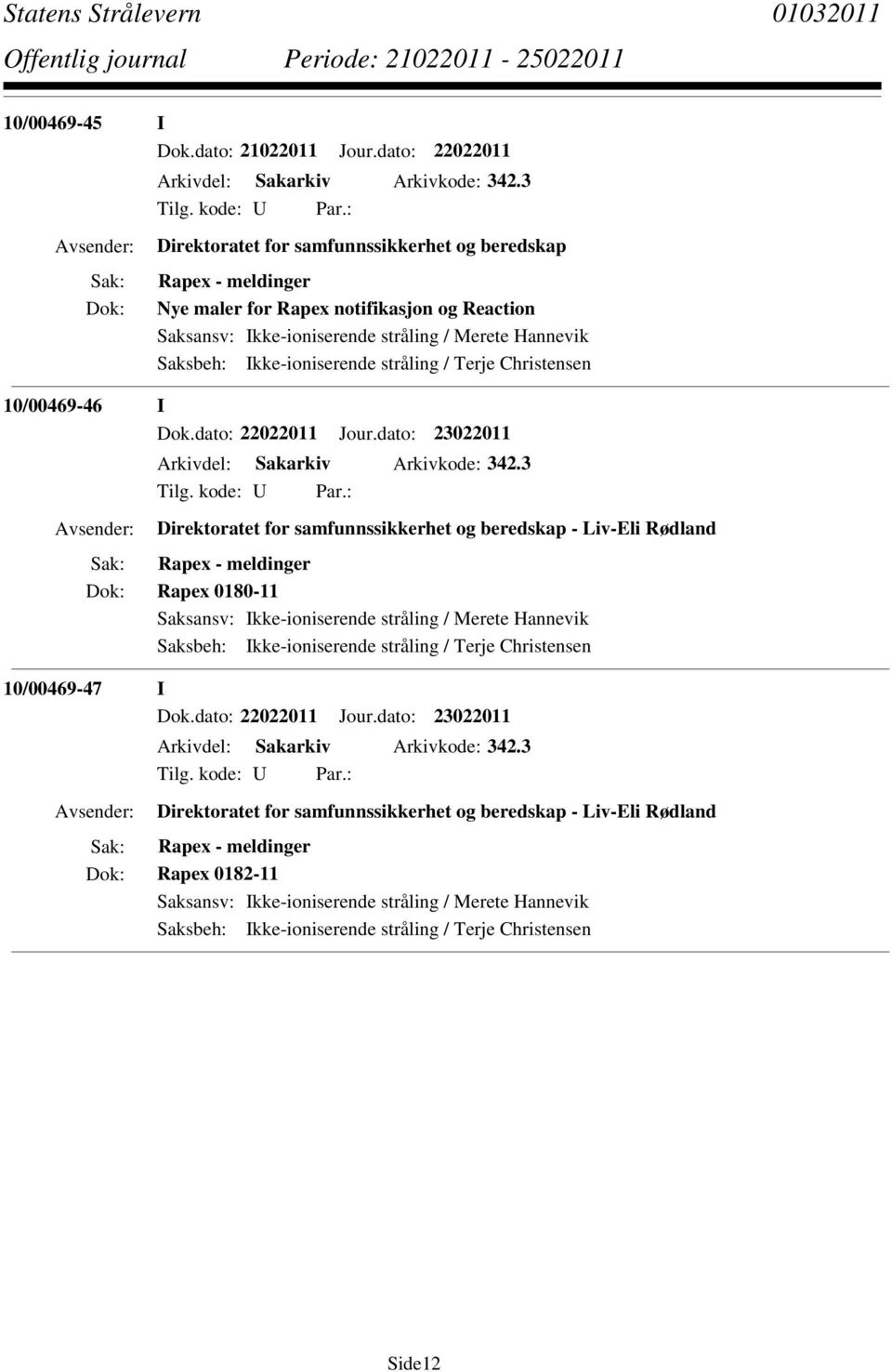 dato: 22022011 Jour.dato: 23022011 Arkivdel: Sakarkiv Arkivkode: 342.