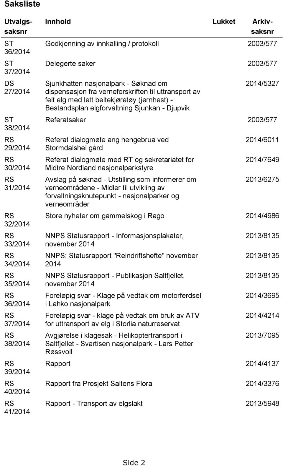 felt elg med lett beltekjøretøy (jernhest) - Bestandsplan elgforvaltning Sjunkan - Djupvik 2014/5327 Referatsaker 2003/577 Referat dialogmøte ang hengebrua ved Stormdalshei gård Referat dialogmøte