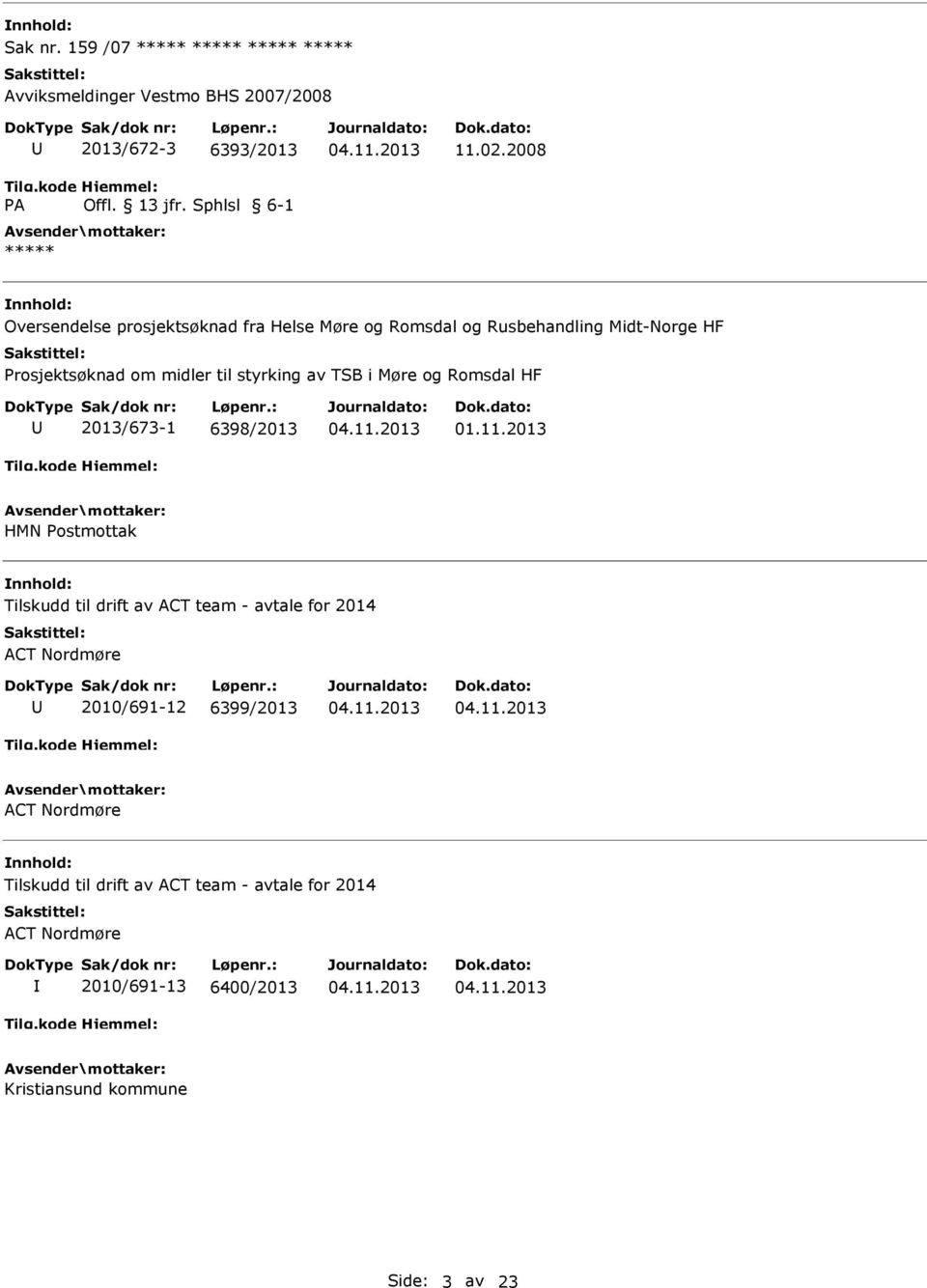 TSB i Møre og Romsdal HF 2013/673-1 6398/2013 01.11.