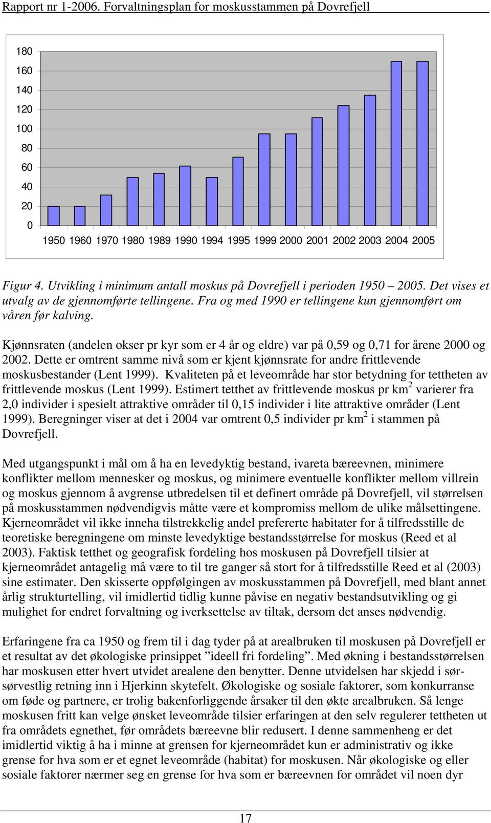 Kjønnsraten (andelen okser pr kyr som er 4 år og eldre) var på 0,59 og 0,71 for årene 2000 og 2002.