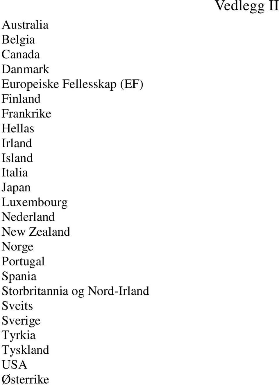 Nederland New Zealand Norge Portugal Spania Storbritannia og