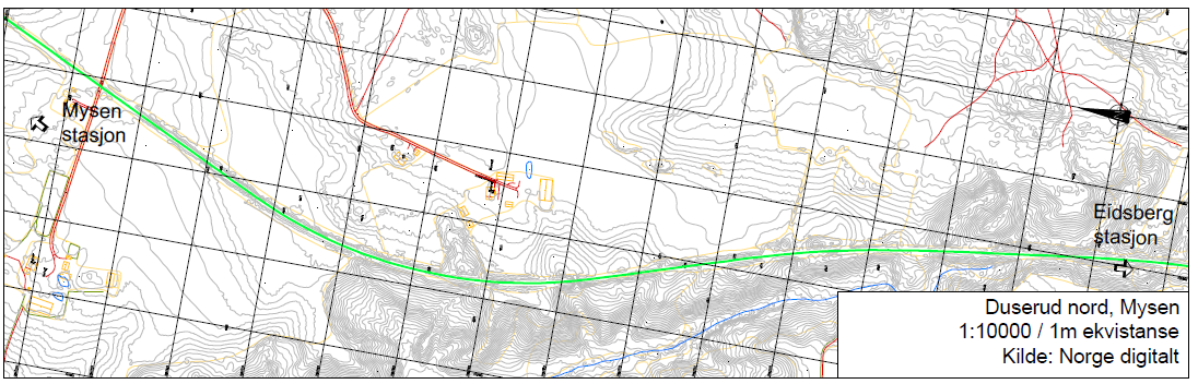 3.2 Alternativ 2 Duserud nord Området ligger ca. 3 kilometer sør for Mysen og området er først og fremst landbruksjord.