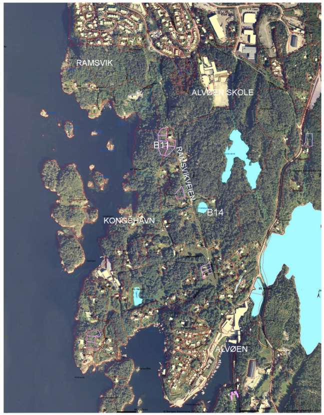 Oversiktskart over området Alvøen,