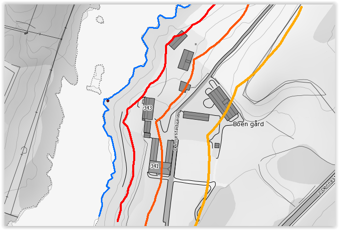 Side 8 av 20 3.1.2 Vurdering av flomutredning Boen gård ligger innenfor 100-metersbeltet langs Tovdalselva, og de fleste bygningene ligger t.o.m. innenfor 50-metersbeltet.