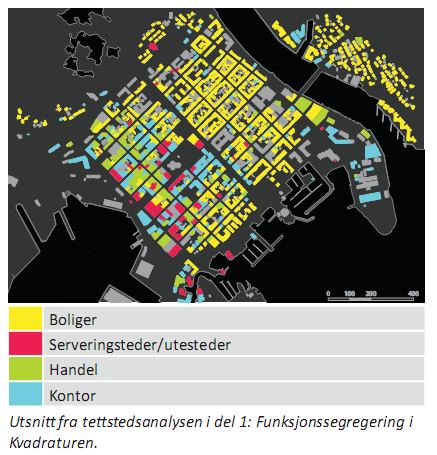 Forholdet til kommunedelplan for Kvadraturen, vedtatt planprogram og tettstedsanalyser Studentanalyse av Kvadraturen Planarbeid med strukturen og utformingen av Kvartal 32 er knyttet til noen av de