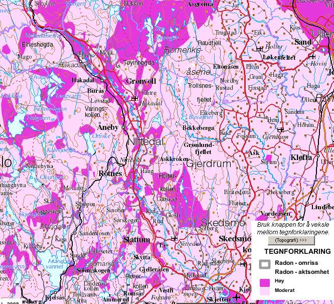 - der storby og marka møtes Arealdelen Radon Norge er et av de landene i verden som har de høyeste konsentrasjonene av radon i inneluft.