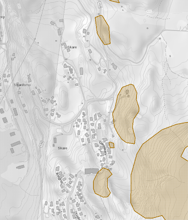 2.2 Naturgitte tilhøve 2.2.1 Ras/ skred Steinsprang, snø, sørpe og lausmasseskred frå naturleg terreng Det er ikkje registrerte ras- eller skredhendingar i området eller nærliggjande områder.