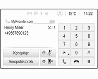 122 Telefon Velg q for utgående samtaler, r for ubesvarte anrop, s for innkommende samtaler og p for alle samtaler. Den respektive anropslisten vises. Velg ønsket oppføring for å starte et anrop.