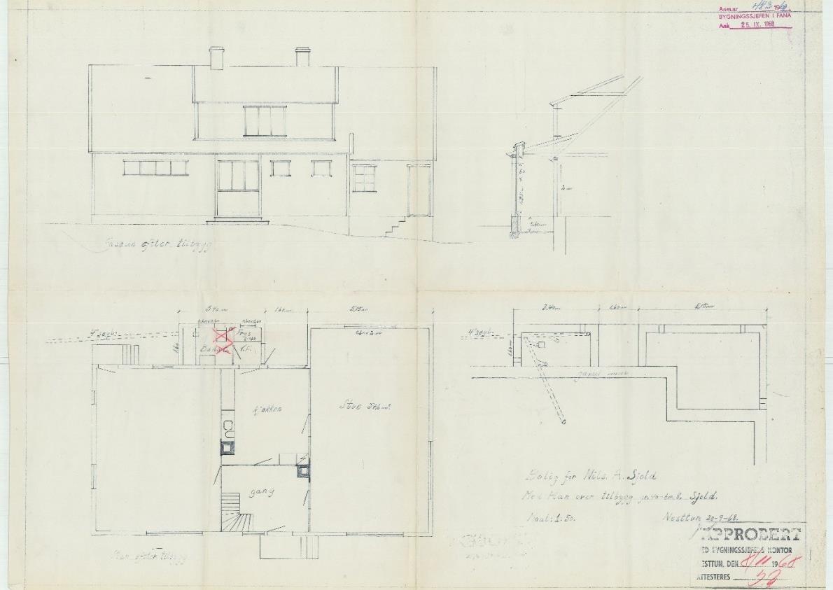 Våningshus/ lemstue. Nils Ivarson Reigstad fra Valestrand på Osterøy kjøpte bruk 8 i 1868. Første del av hovedhuset er antagelig oppført i 1860årene og ble sannsynligvis flyttet fra Osterøy den gang.