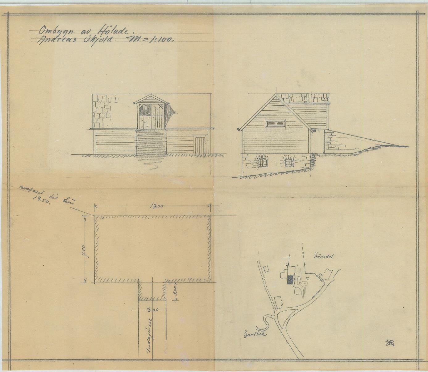 Løe: Ifølge forsikringspapirer er uthus/løe oppført 1900. Sannsynligvis er deler av løen eldre. Vedlagt søknad og tegninger for tilbygg/ombygning i 1923.