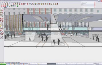 INNKJØPSOPPLEVELSE: MARKED I BERGEN FASADE SØR 1:200 INNKJØRSEL VARE- LEVERING PERONAL- INNGANG "R EGNVITRINE" BUSSTOP HOVEDINNGANG TEKNISK SENTRAL +7,70 KJØLE- FRYSELAGER +4,75 +2,00 - VOGNSTALL