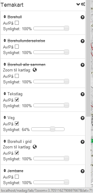 Status Innsynsklient Grid viser