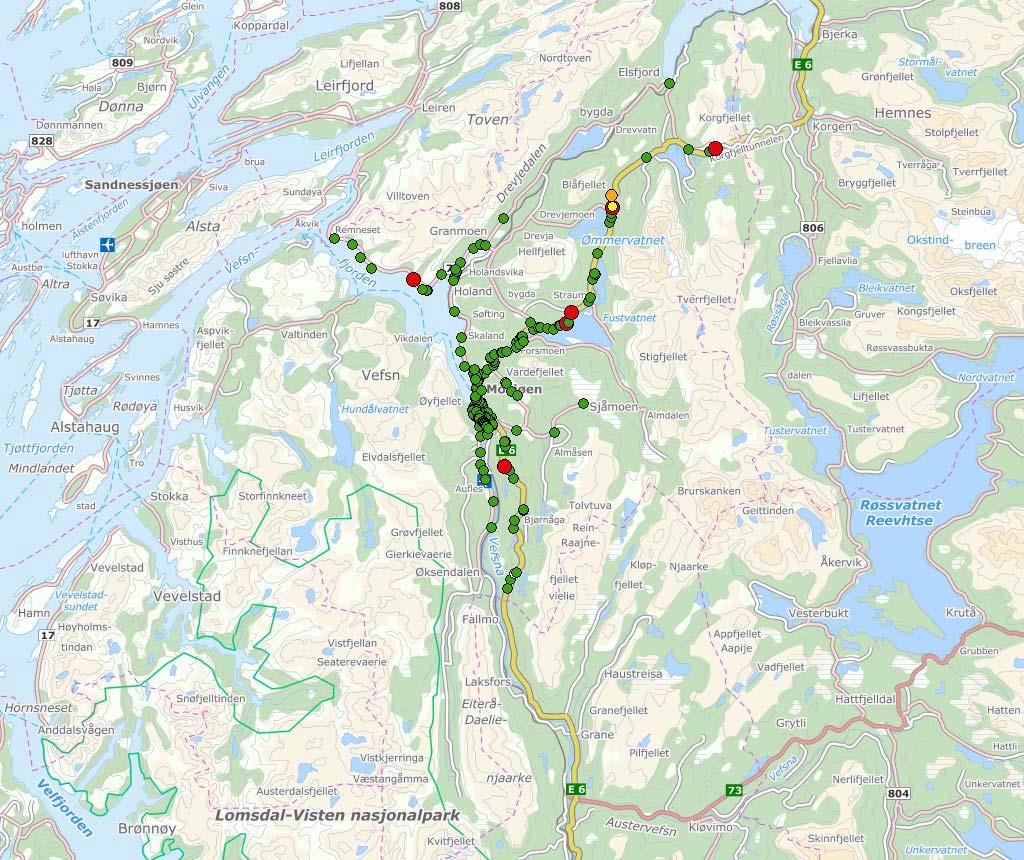 Kart over trafikkulykker med