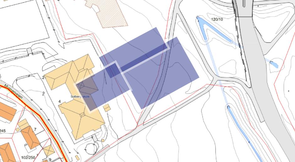 3.3 3 parallell Forutsetning: 7.084 kvm samt evt. tillegg som tilrettelegging for senere planlagt utbygging Utbygging til en ny 3 parallell skole med et mulig fotavtrykk på inntil 3.