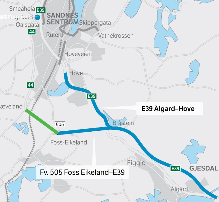 3.4 E39 Smiene Harestad Reguleringsplanarbeid pågår, forventet planvedtak 2. kvartal 2017. Deretter skal prosjektet gjennom en ekstern kvalitetssikring KS2 og deretter behandling i Stortinget.