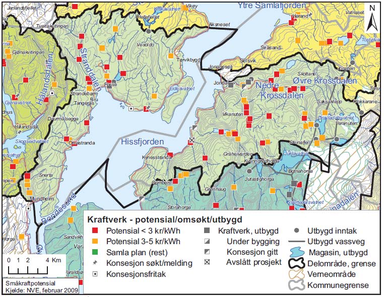 Side 30 NVEs vurdering Landskap, friluftsliv og fiske Landskap og friluftsliv De aktuelle tiltaksområdene er fordelt i 3 ulike landskapsregioner