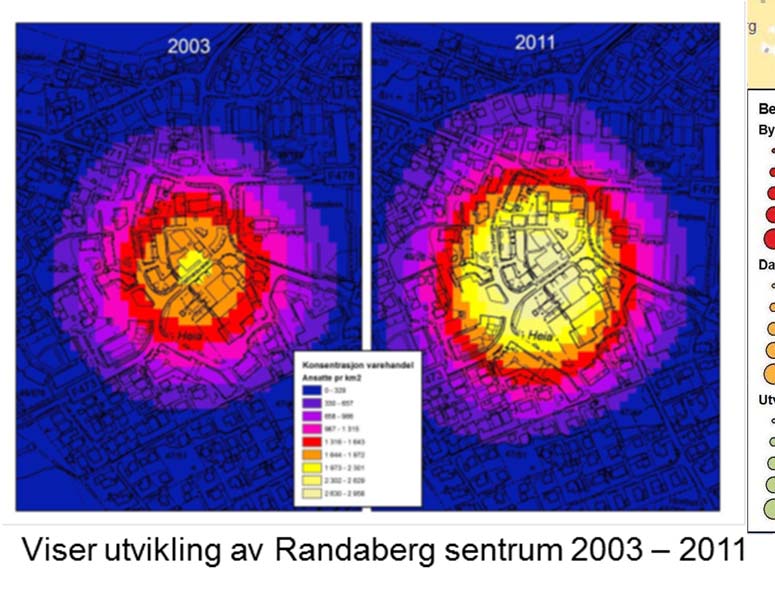 Handelsanalysen 2013 Funn: Klassisk senterstruktur Kommunesenteret ligger nærmest geografisk midt i kommunen Ca.