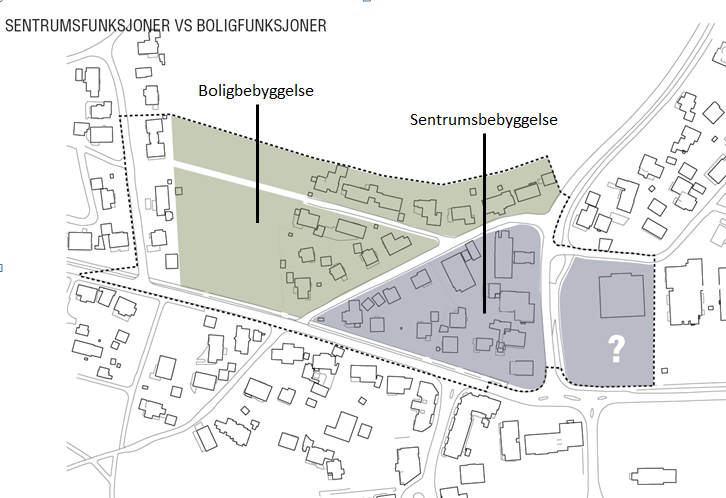 Områderegulering for Randaberg sentrum nord Utvidelse av sentrum mot nord for å komme i kontakt med det grønne landskapet, samt utsikt mot sjøen.