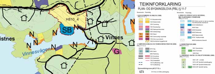 Planskildring DetaljreguleringGnr62/bnr2VestreVinnesvåg 5 Gjeldande planstatus Ikommuneplanensarealdelerområdetdefinertsombustadområdeogsmåbåthamn.Detersett kravtilfellesplanleggingforområdet.