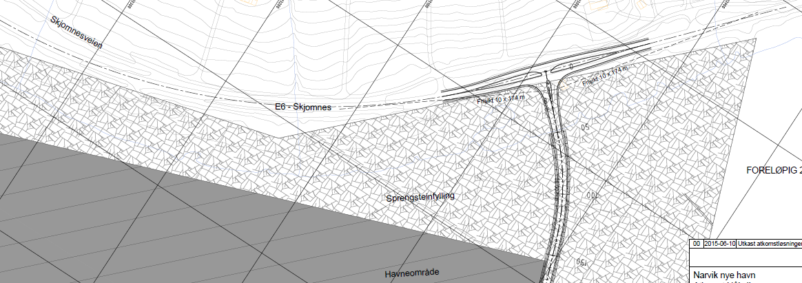 Figur 14: Anleggsatkomst Grindjord - nord Se vedlagt plan- og profiltegning for atkomstvegen, C10. 4.