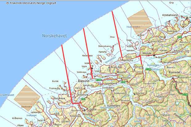 Eksempel på inndeling av området fra Stadt til Hustadvika.