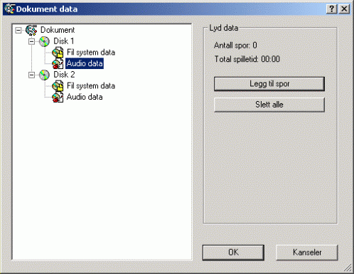 5. Gjenta de nødvendige stegene for den neste platen. 10.3 Filer, mapper og spor 10.3.1 Navngi filer og mapper 1. Velg 'Dokumentdata -kommandoen på 'Data -menyen og merk 'Fil system data'. 2.