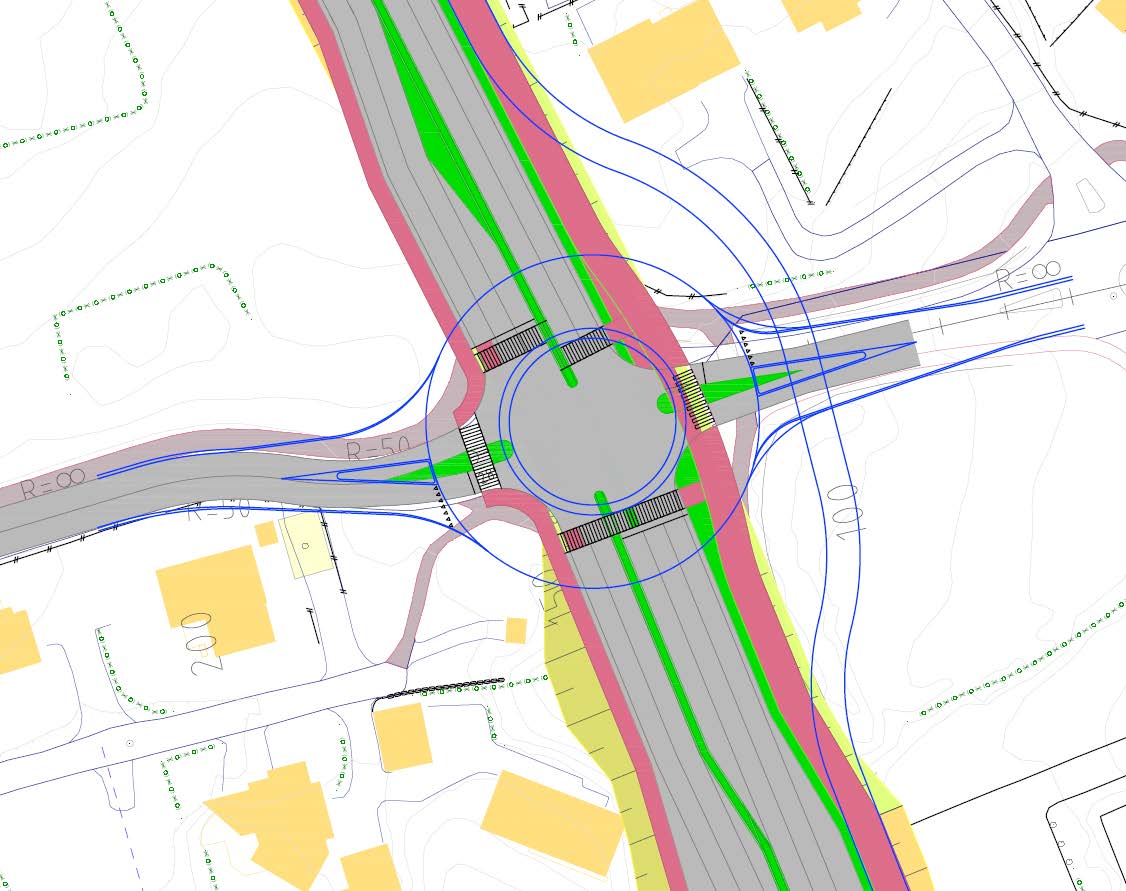 Figur 5.8: Prinsippskisse signalregulert kryss ved Nordlysvegen/Eskervegen Som i Kåsenkrysset skal det også vurderes et signalregulert kryss.