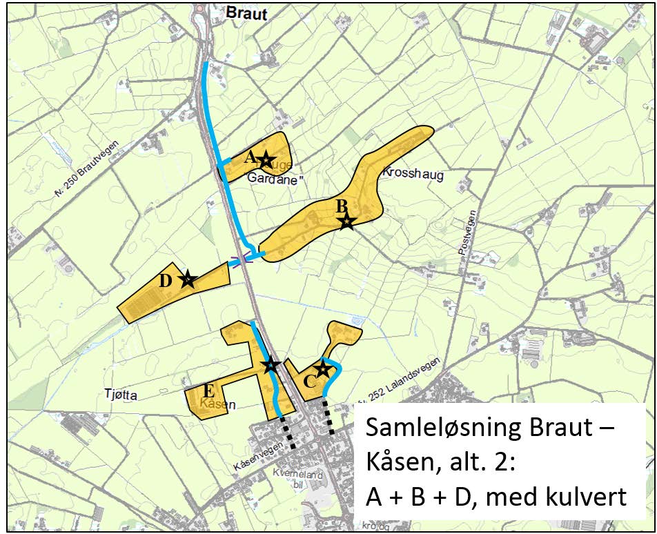 Område A E, samlete løsninger Braut Kåsen Figur 6.5: Øverst vises alt.