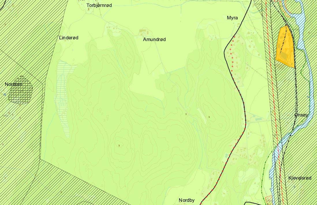 2 Rammer og føringer Figur 2: Utsnitt av plankartet til kommuneplanens arealdel (fredrikstad.kommune.no, 20161107) I plankartet til kommuneplanens arealdel er planområdet avsatt til landbruks, natur og friluftsformål.