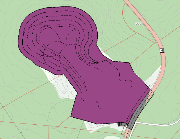 Figur 3: Gjeldende reguleringsplan for Blomjoten og ortofoto av området (Kilde: Harstad kommune) Figur 4: Drivingslei for rein gjennom Blomjoten og omtrentlig avgrensning av masseuttaket 3.2.