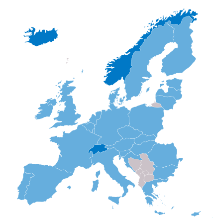 Nedenfor ser vi en illustrasjon av utviklingen til EFTA og EU fra år 1960 til år 2015, der medlemslandene i EFTA er markert i mørk blå farge og EU-land er markert i lys blå farge.