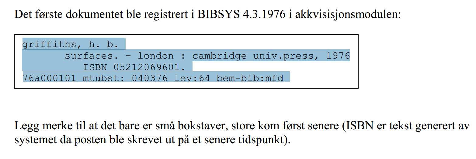 4 mars 1976 Sakset fra BIBSYS