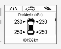 Velg Dekklast-siden under menyen Alternativer i førerinformasjonssenteret 3 95. Lett for komforttrykk opptil tre personer. Eco for Eco-trykk opptil tre personer. Maks for maksimal last.