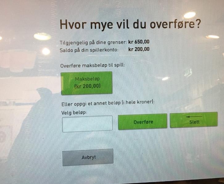 Informasjon om totalgrense på terminalspill pkt. 4.9.2 Krav Funn Konklusjon Det følger av spillereglene for Norsk Tippings spill pkt.1.2.1 at «for alle registrerte spill gjelder det en totalgrense for tap (innsats med fratrekk av gevinst) på kr.