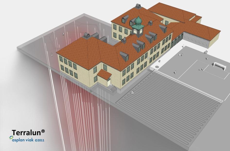 Mulighetsstudie for grunnvarme ved Universitetet i Nordland 22 liten temperaturforskjell mellom bakkesolfanger og distribusjonstemperatur gjør at varmepumpens virkningsgrad blir høy.