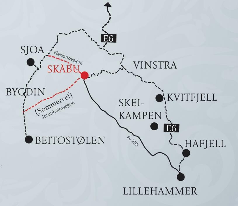 Mot Jotunheimen Fra Skardfjellet er det utsikt til fire nasjonalparker: Jotunheimen, Reinheimen, Rondane og Langsua. Bildet er tatt før du går opp til Skardfjellet. F.v.