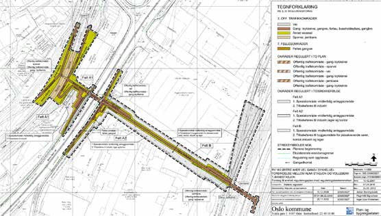 Illustrasjon av gang- og sykkelforbindelsen mellom Alna og Vollebekk stasjon 29.9.2006 Forslag til plankart for gang- og sykkelforbindelsen mellom Alna og Vollebekk stasjon, 28.11.2012 1.3.