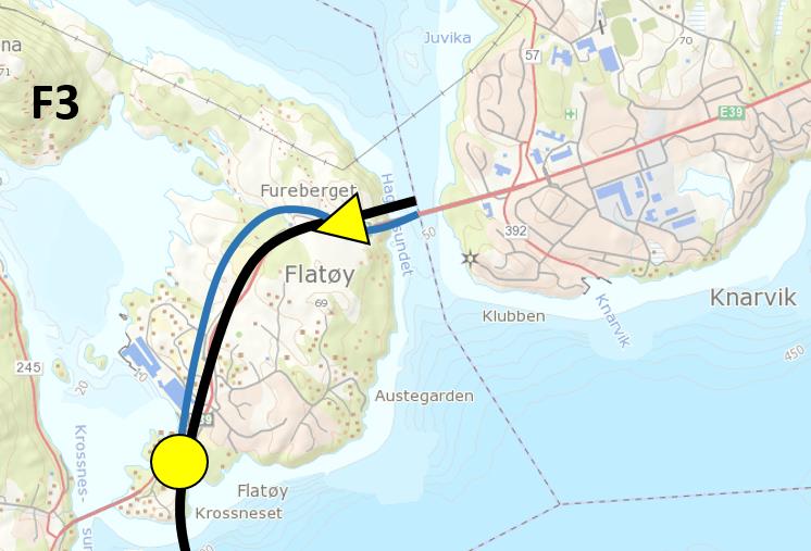 F2 - Fullt kryss både Flatøy vest og Flatøy aust Alternativet vil gje ein situasjon med fulle kryss både ved Flatøy aust og i Knarvik.