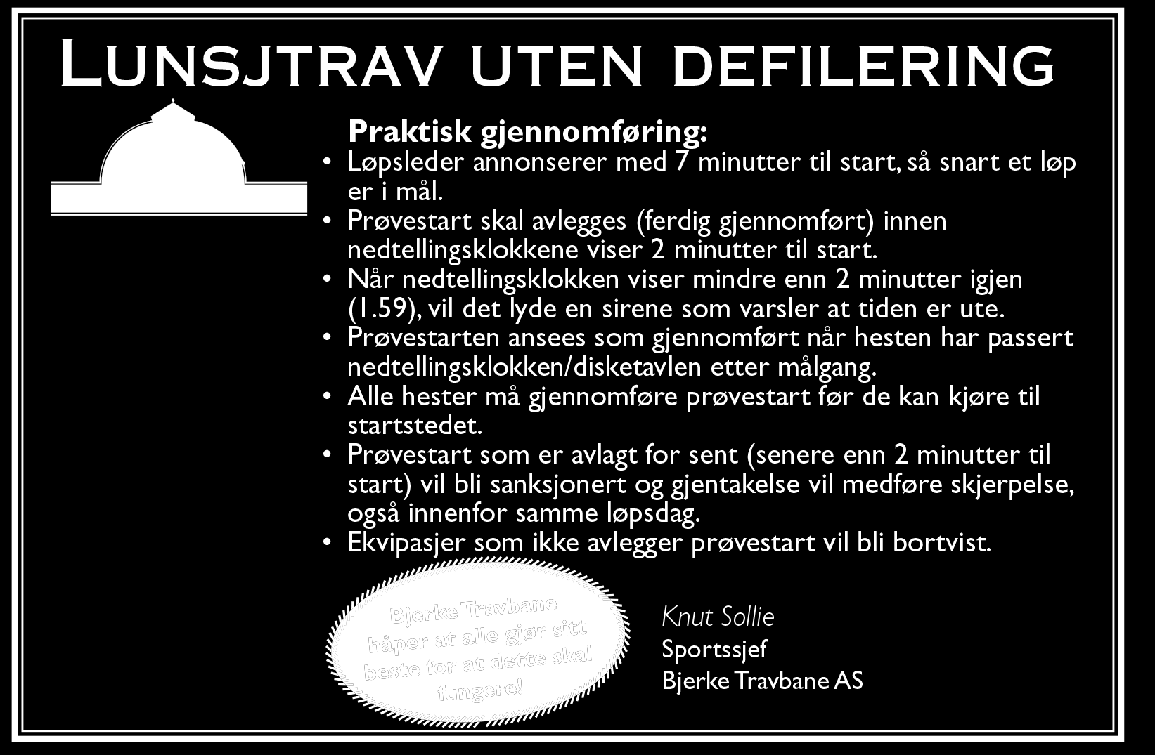 Løpsresultater jerke tirsdag 3. mai 2016: 1 1609 Auto MAX 400 POENG 1 Tib Tinto 0 17,4a 10.000 Magnus Teien Gundersen 45 2 Neo Palema 0 17,9a 5.000 Morten A. Pedersen 33 3.. Qatar 0 17,9a 3.